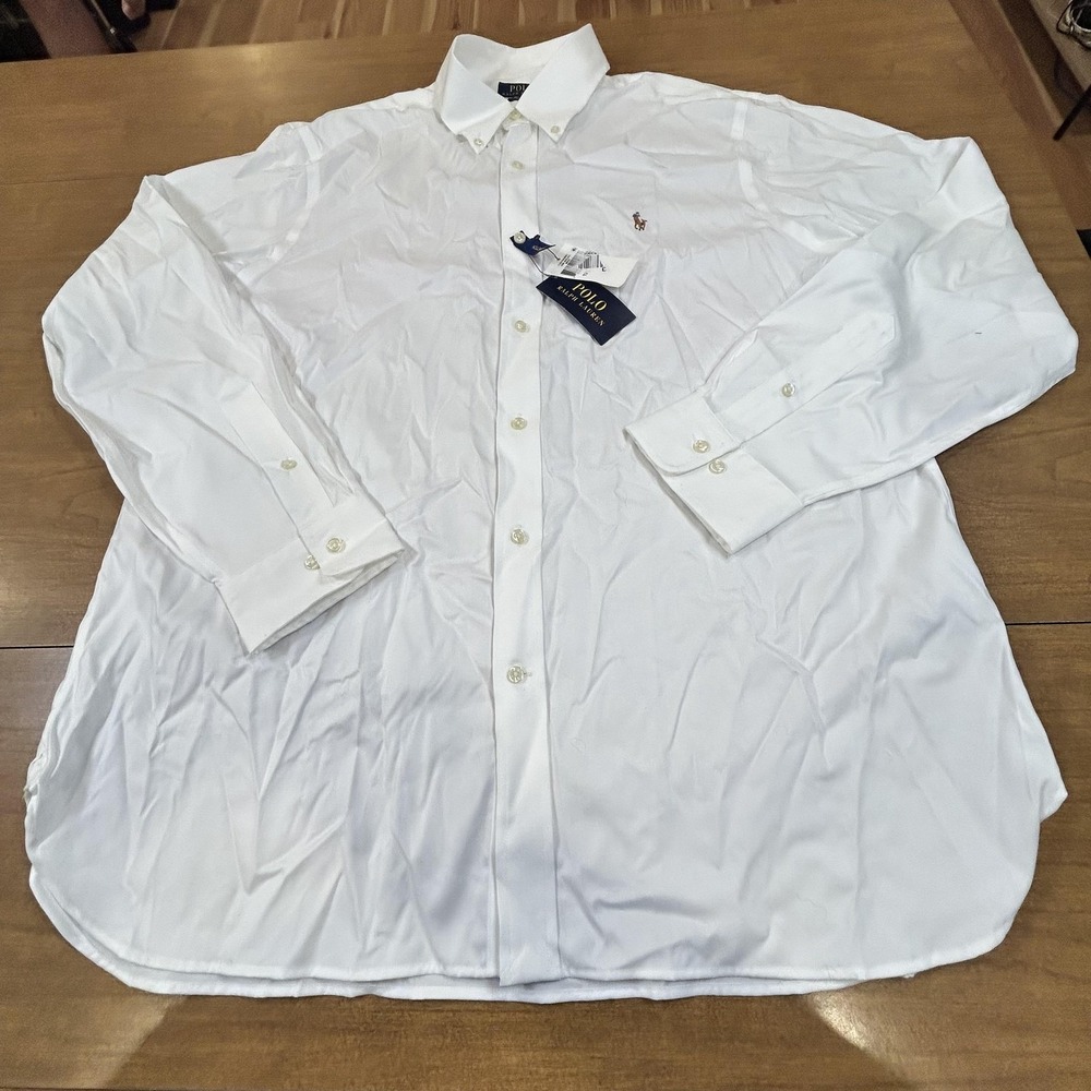 Polo Ralph Lauren Shirt Mens 17.5 36/37 White Classic Fit Button Down Logo NWT